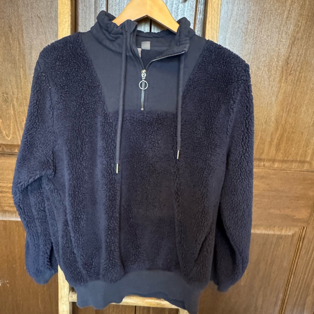 Sweaty Betty Navy Sherpa Fleece Quarter Zip Pullover Size M